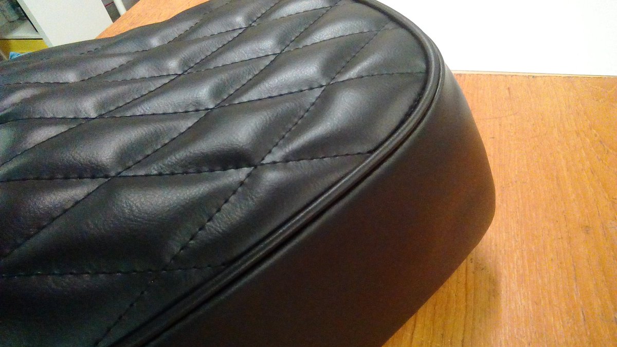 thehangar73's tweet photo. Something a bit different this week! Motorbike seat in Bentley stitch https://t.co/B0hYoZXgzH