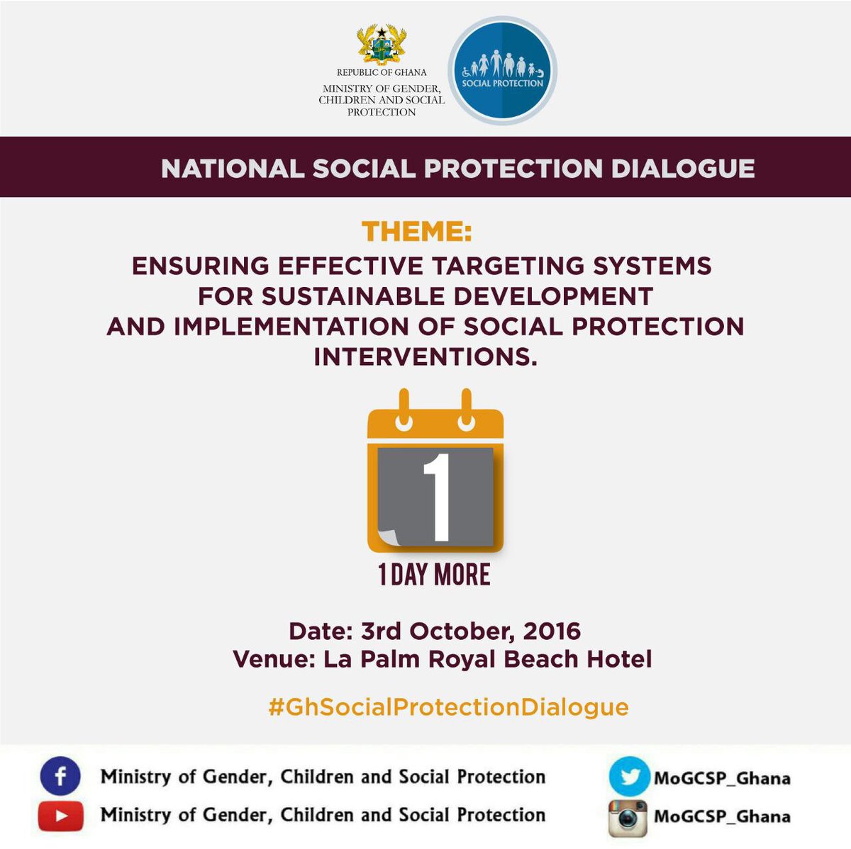 kwabby_kay's tweet photo. #SocialProtectionDialogue is tomorrow at La Palm Royal Beach hotel @MoGCSP_Ghana @GabbySmilesGH https://t.co/SFdKAr05Lr