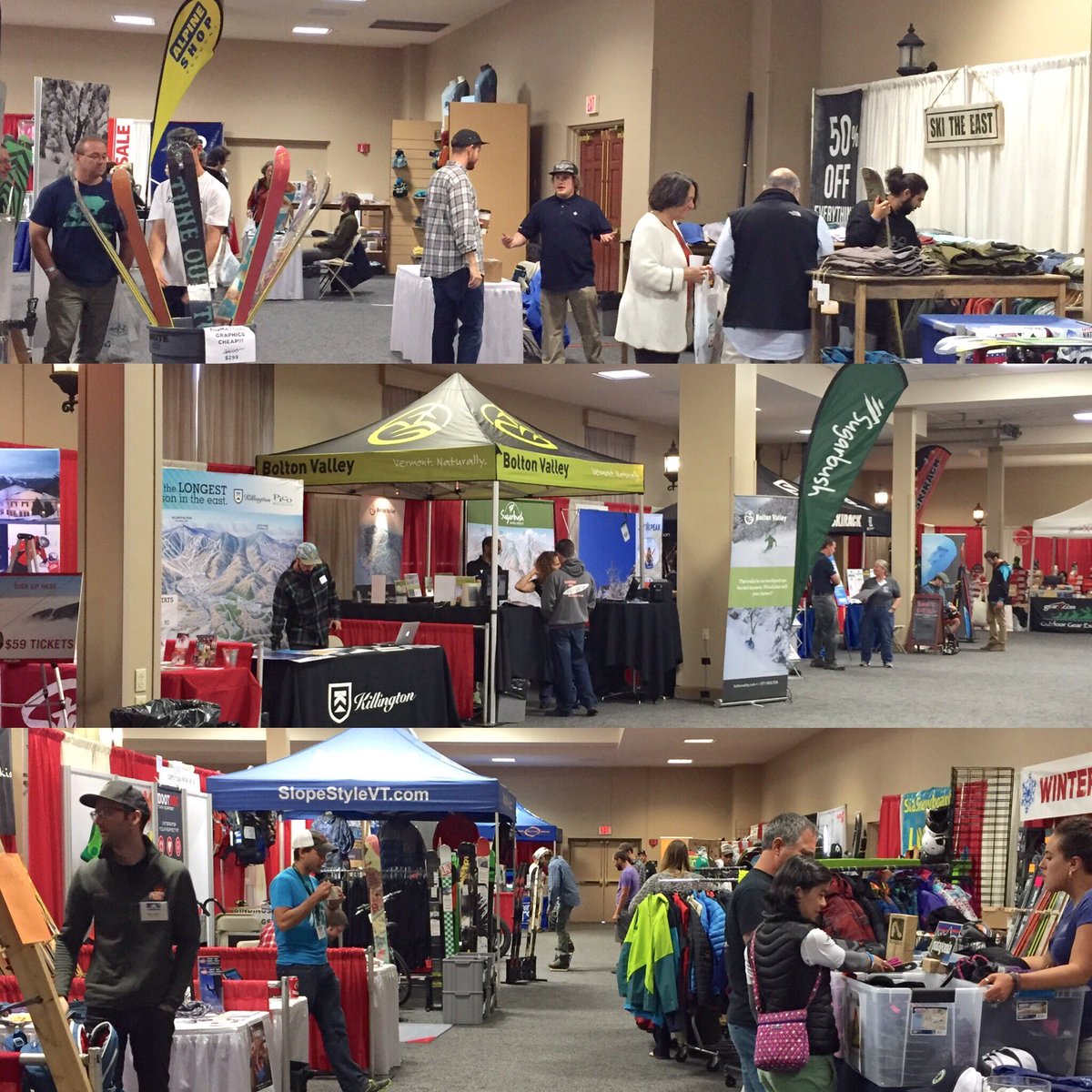 BTVRotary's tweet photo. #btv is flowing into the Ski+Ride EXPO. Warm and dry in here. Amazing deals from 50 vendors. Come check us out SoBu Sheraton https://t.co/dSeqmLNWdQ
