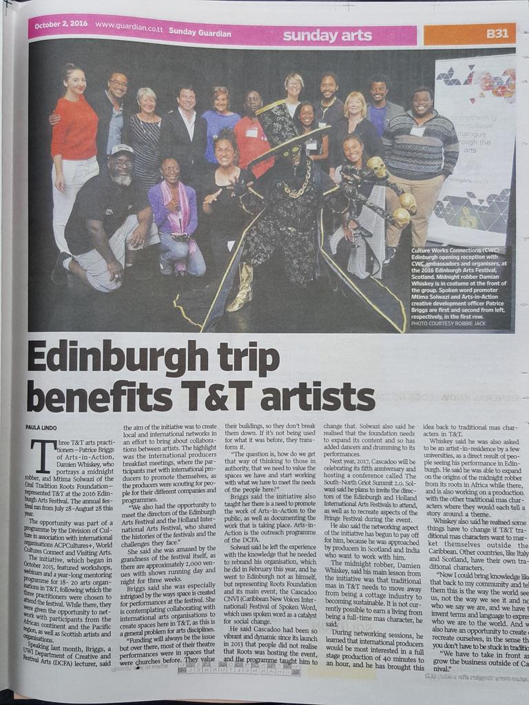 DMIDNIGHTROBBER's tweet photo. The Guardian has featured the  Trinidadian CWC ambassadors. #midnightrobber #traditionalmas #edinburgh #edinburghfringe #ReinventObsession https://t.co/TswzMIpjyb