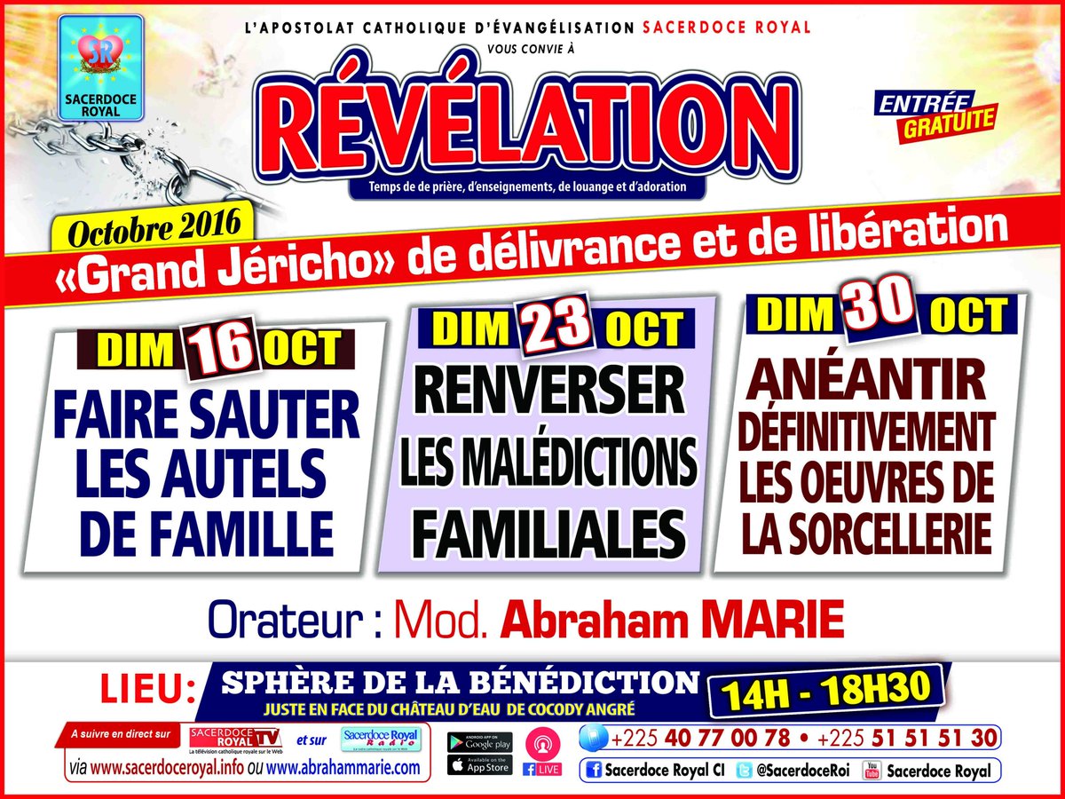 SacerdoceRoi's tweet photo. Bonne nouvelle !
C'est bientôt la reprise de #révélation par un grand Jéricho de délivrance et de libération. 
🗓 Notez la date: 16 octobre. https://t.co/XYGntjbW67