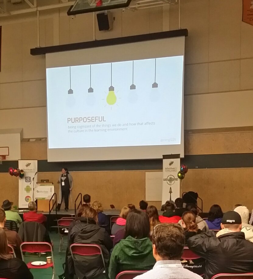 PatThagard's tweet photo. Monica rocked the opening keynote today! #gafesummit #Yellowknife #yk1 https://t.co/o2iyYp6AyZ