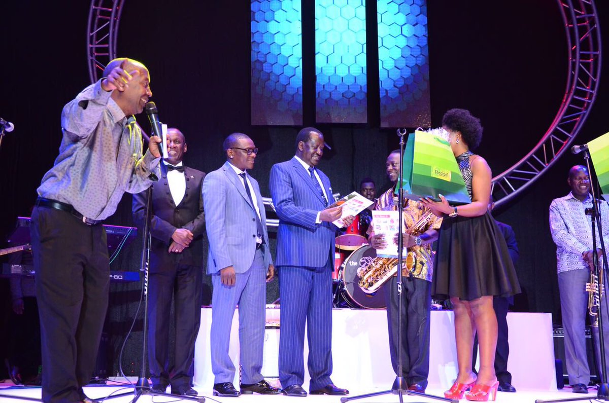 PembaSports's tweet photo. C.E.O Pemba Group of companies enjoys a light moment on stage with @mike_mukula and @RailaOdinga  at the Afrigo Band Concert https://t.co/VlTP0UCYzZ