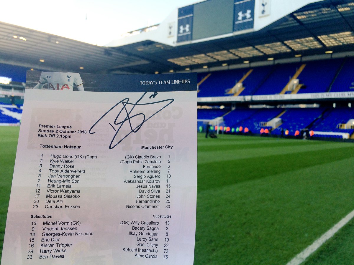SpursOfficial's tweet image. RT and follow @SpursOfficial to win a teamsheet signed by today's goalscorer @Dele_Alli! #COYS