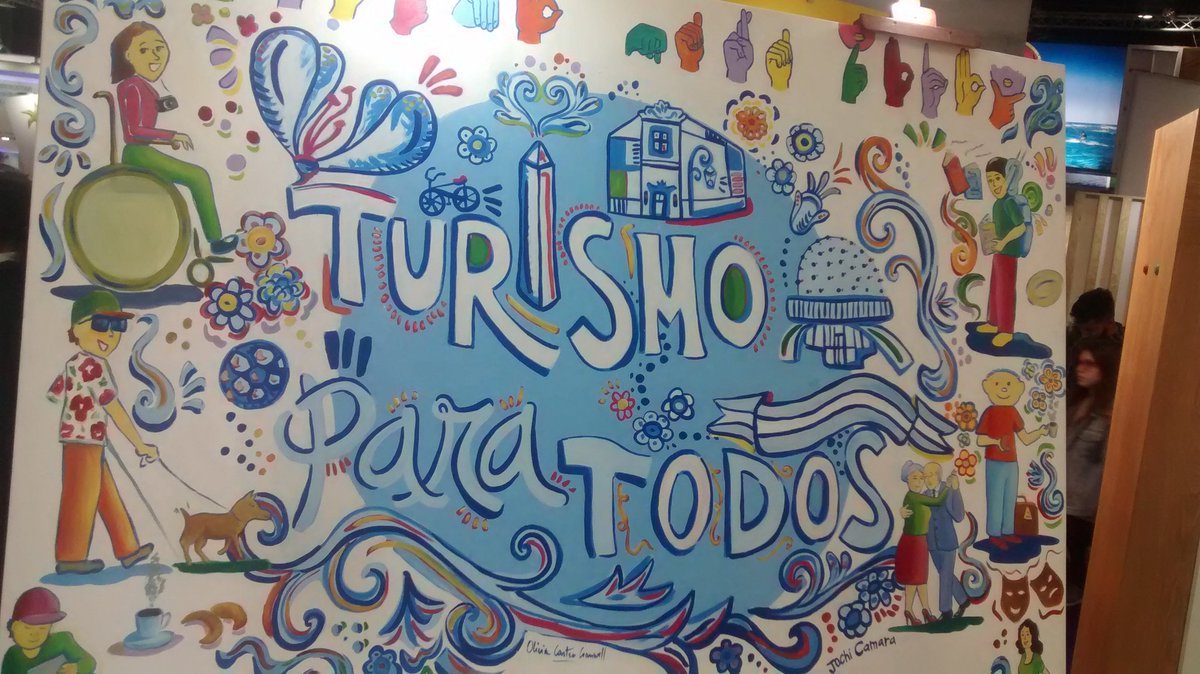 Mural en el stand del <a href="/EnTurBA/">Ente de Turismo BA</a> de @turismobue sobre atractivos de la Ciudad y accesibilidad "Turismo para Todos"