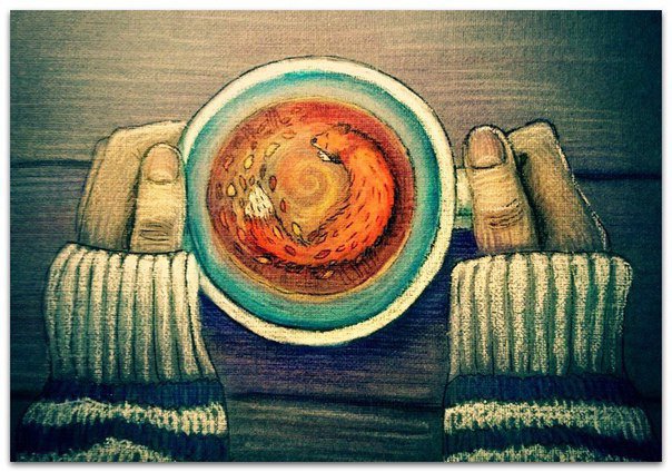 Когда пьёшь горячий чай с печенькой, завернувшись в шерстяной плед, рыжая осень начинает улыбаться тебе даже из чашки ☕️😊🍁