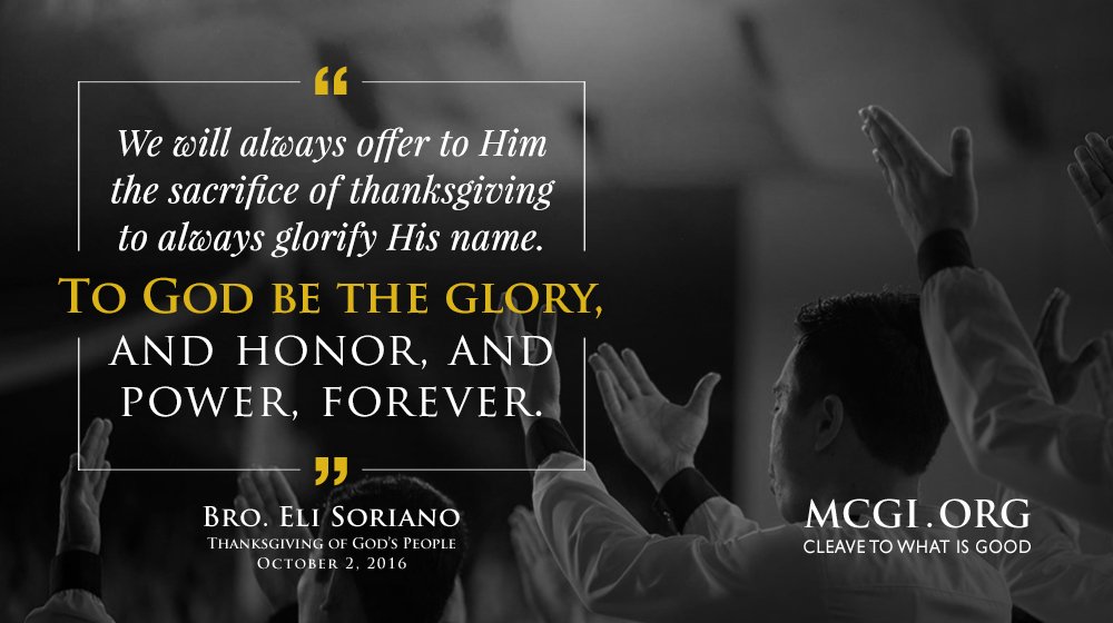 mcgidotorg's tweet photo. "We will always offer to Him the sacrifice of thanksgiving to always glorify His name." - @BroEliSoriano https://t.co/ZyoVdS23ZI