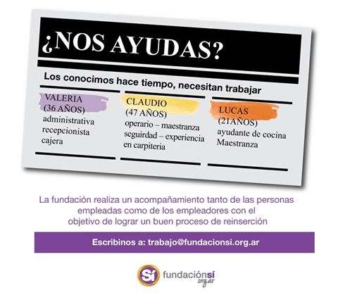 sifundacion's tweet photo. Los conocimos hace un tiempo y los estamos acompañando en su reinserción laboral, ¿Nos ayudás? Escribinos a trabajo@fundacionsi.org.ar https://t.co/86ZpJ0L39Q