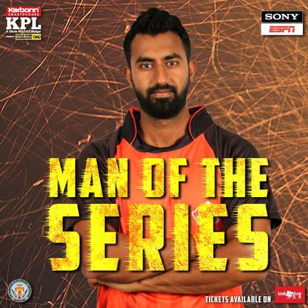 KPLKSCA's tweet photo. Put your hands together for Amit Verma, the Man of the Series. A splendid performance throughout. #NammaKPL, 2016. https://t.co/27xd2diMSq