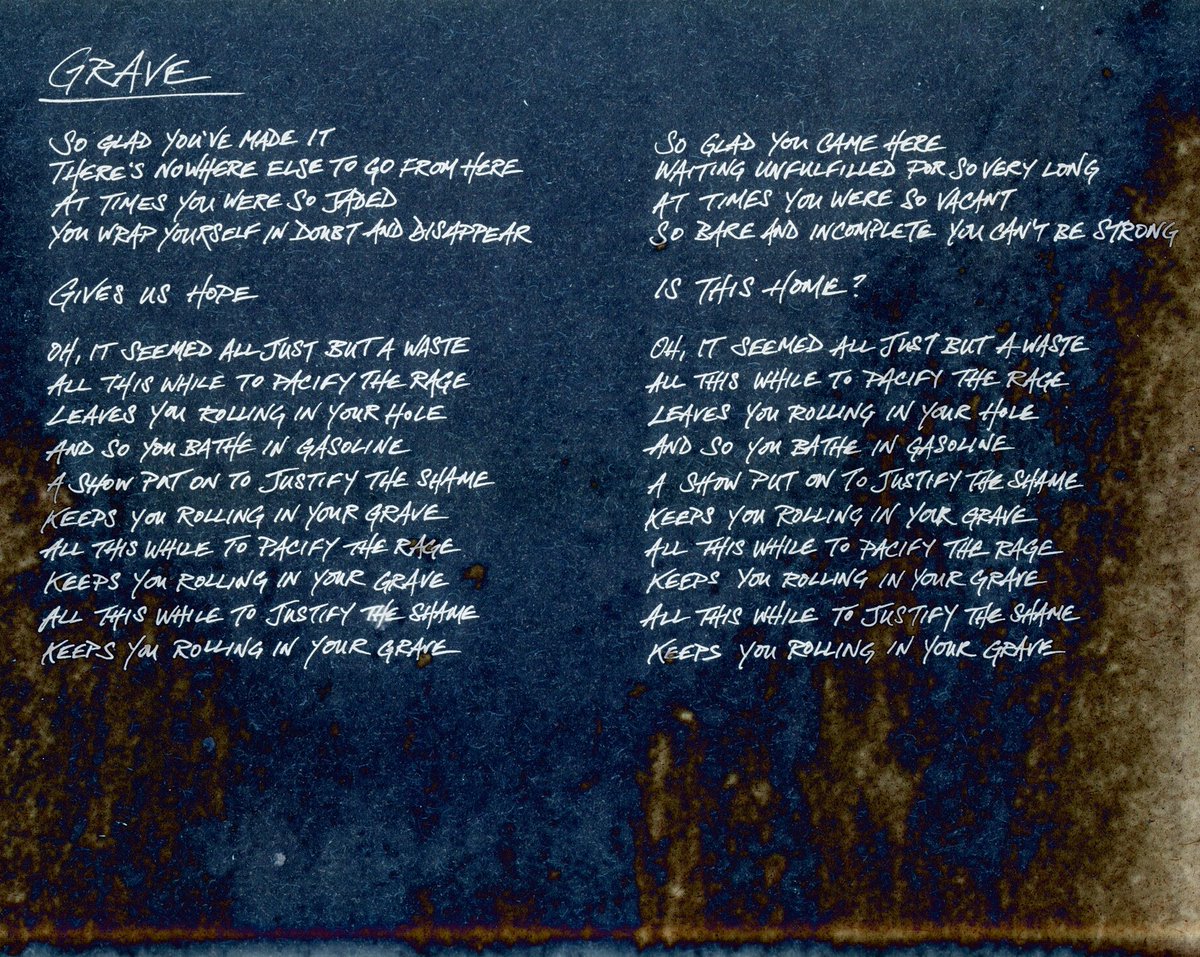 DeadRegister's tweet photo. #Lyrics to #grave #handwritten by AVR. #sing along with us! #deadreg #postgoth #postpunk #gloomy #atmosphere #atlanta #hope #home https://t.co/Ofy3NYzrha