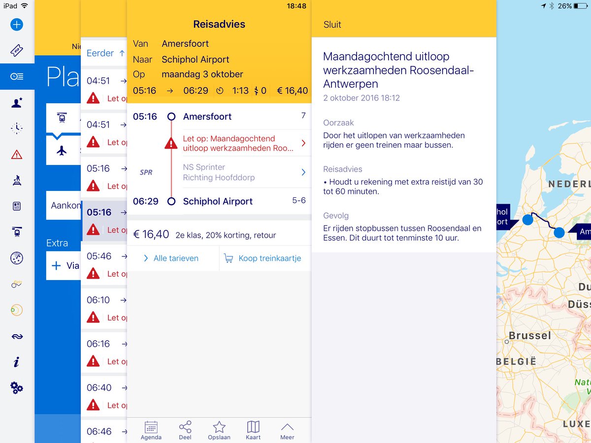 Haas_Leonie's tweet photo. @NS_online melding dat werkzaamh. Roosendaal Antwerpen uitlopen, mijn traject is Amersfoort Schiphol, dan geen last van toch morgenochtend? https://t.co/RYOSq9fZwJ