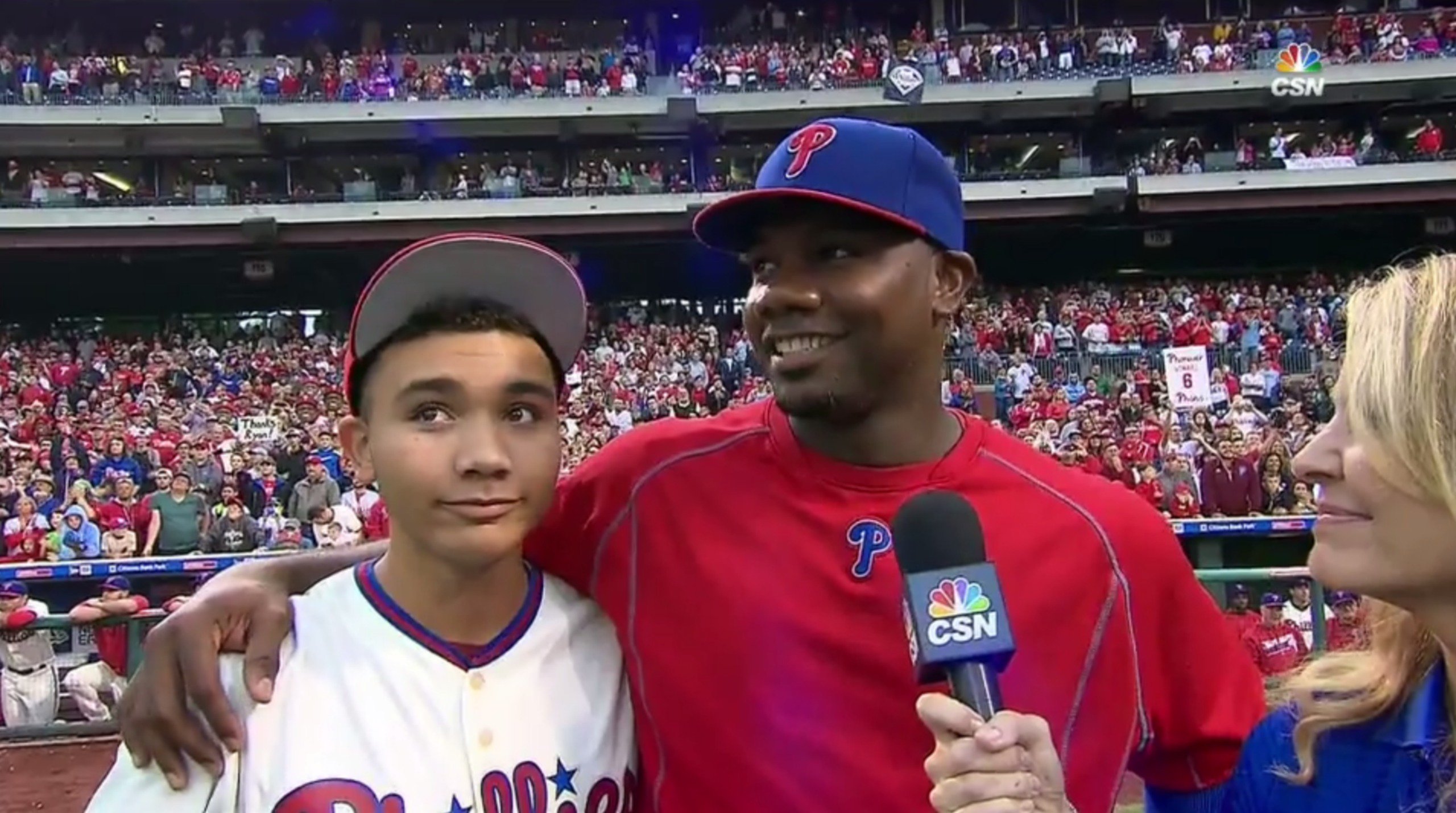 Andrew Desiderio on X: Post-game: Ryan Howard with his son.   / X