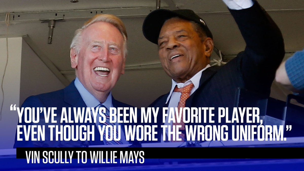 espn's tweet photo. Vin Scully transcends rivalries.

Willie Mays and the @SFGiants toasted the legend before his final broadcast today: https://t.co/TzqmN2H9Sq https://t.co/Rt4HtUuRcL