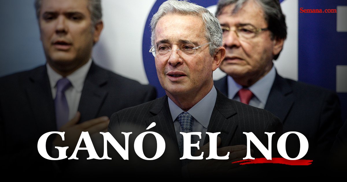 RevistaSemana's tweet photo. #ATENCIÓN: Ganó el No en el #PlebiscitoPorLaPaz  https://t.co/JTNhxrwkEm https://t.co/TYpR2F8Pyy