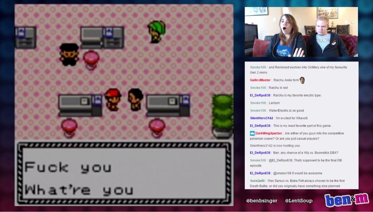 WELL FUCK YOU TOO
#Pokemon #ChildrensGame

We're live right here: twitch.tv/benandm