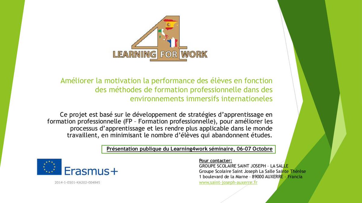 lluisvicent's tweet photo. Jornadas de #learning4work @lasalleorg @sepiegob #Auxerre. Eficiencia en el aprendizaje, entornos internacionales y empleabilidad en FP. https://t.co/xtP6T7PrF3