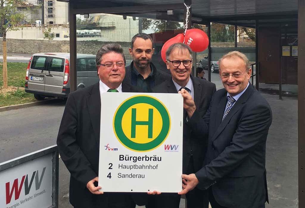 haltestelle "mainaustraße" umbenannt in "bürgerbräu"! yeah! #wvv #würzburg #straba