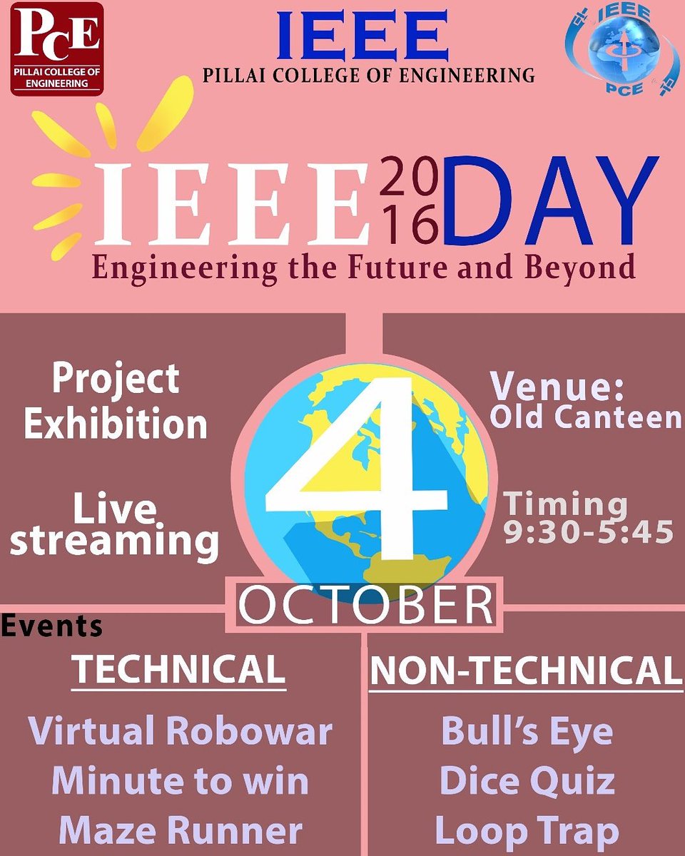 ieee_pce's tweet image. #ieee #ieeepce #ieeeday2016 #global #4thoct #livestreaming #tech #nontech #events #projectexhibition #venue #pillais