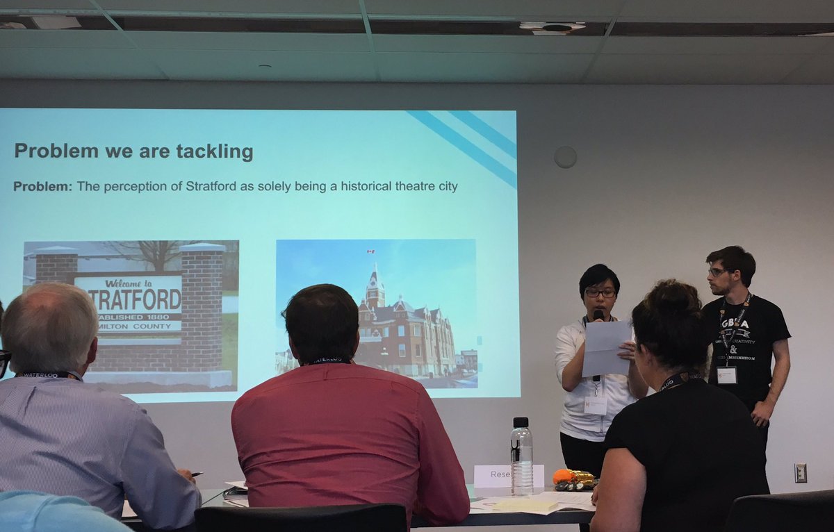 GrgSocialMedia's tweet photo. This team presents a SICC plan looking to create a new festival in Stratford. #uXperience2 https://t.co/pvzG3evi4s