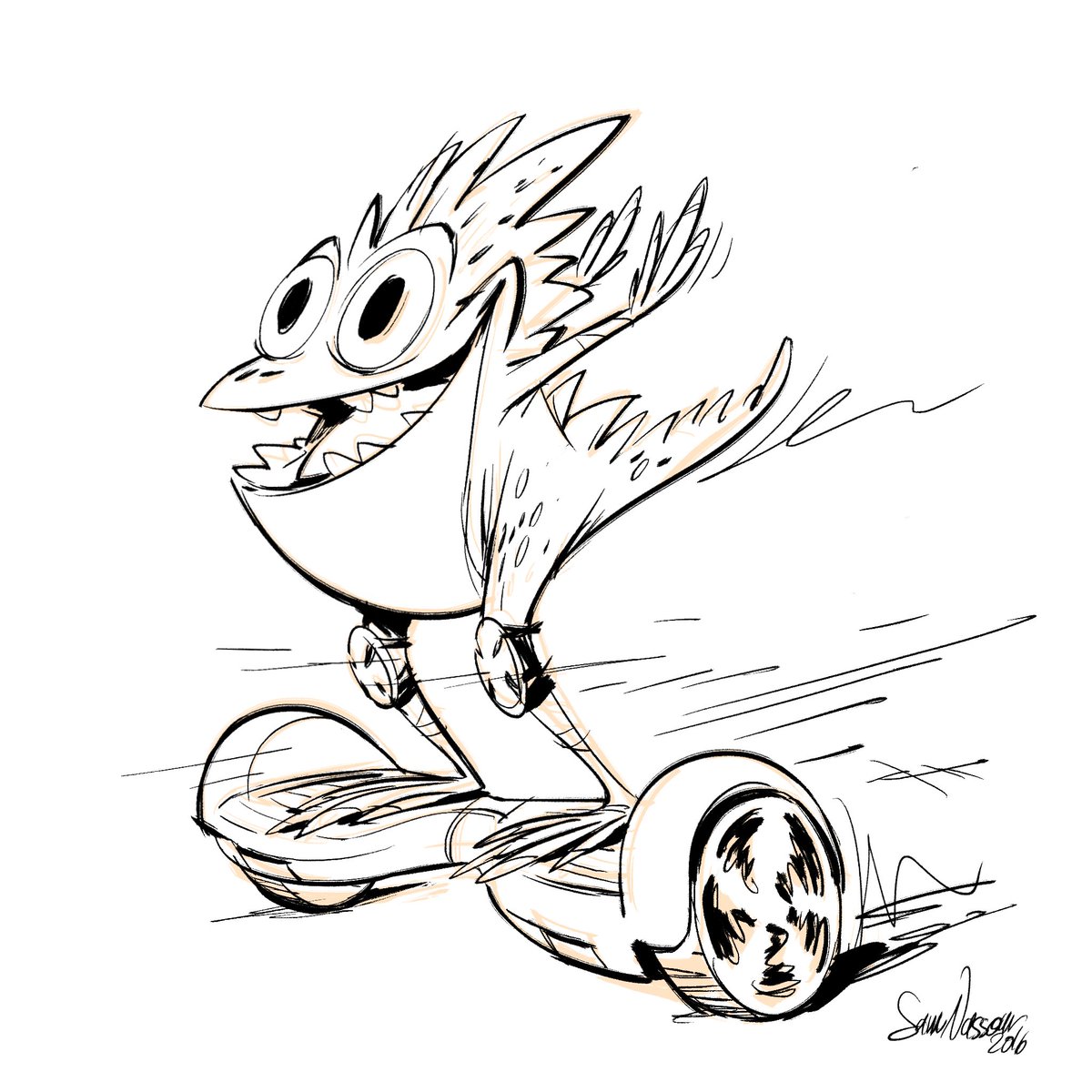 Bogo on his hoverboard. #inktober #inktober2016