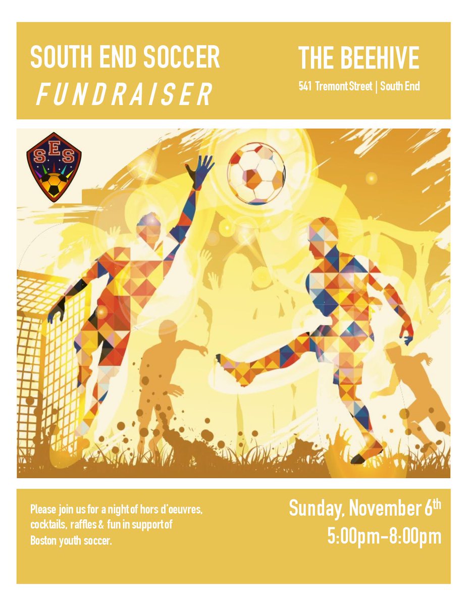 South_EndSoccer's tweet image. Come support South End Soccer at our fall fundraiser on November 6th at the Beehive. facebook.com/events/3027097…