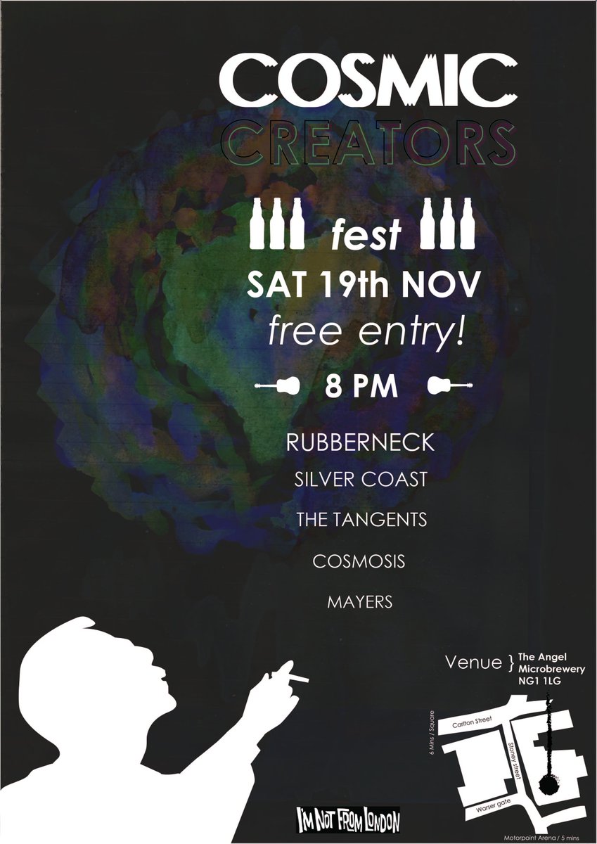 tomwpom's tweet photo. Poster complete!  #COSMICCREATIVEFEST come down guys its FREE, cheap drinks and amazing bands!!! https://t.co/Bv7HQ3Uzb7