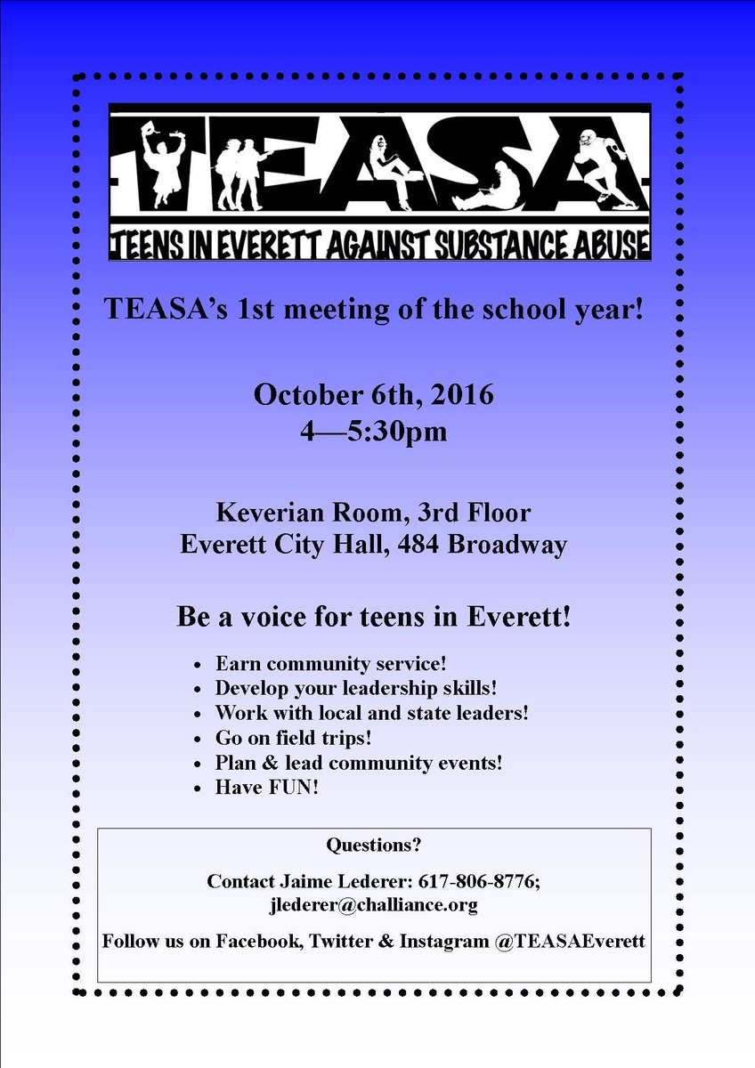 TEASAeverett's tweet photo. 1st meeting is on Thursday! Hope to see you there- info abt @The84Movement kick-off event #fieldtrip! #Everett #everettEdge #YouthPower https://t.co/UdBdVbKJHS