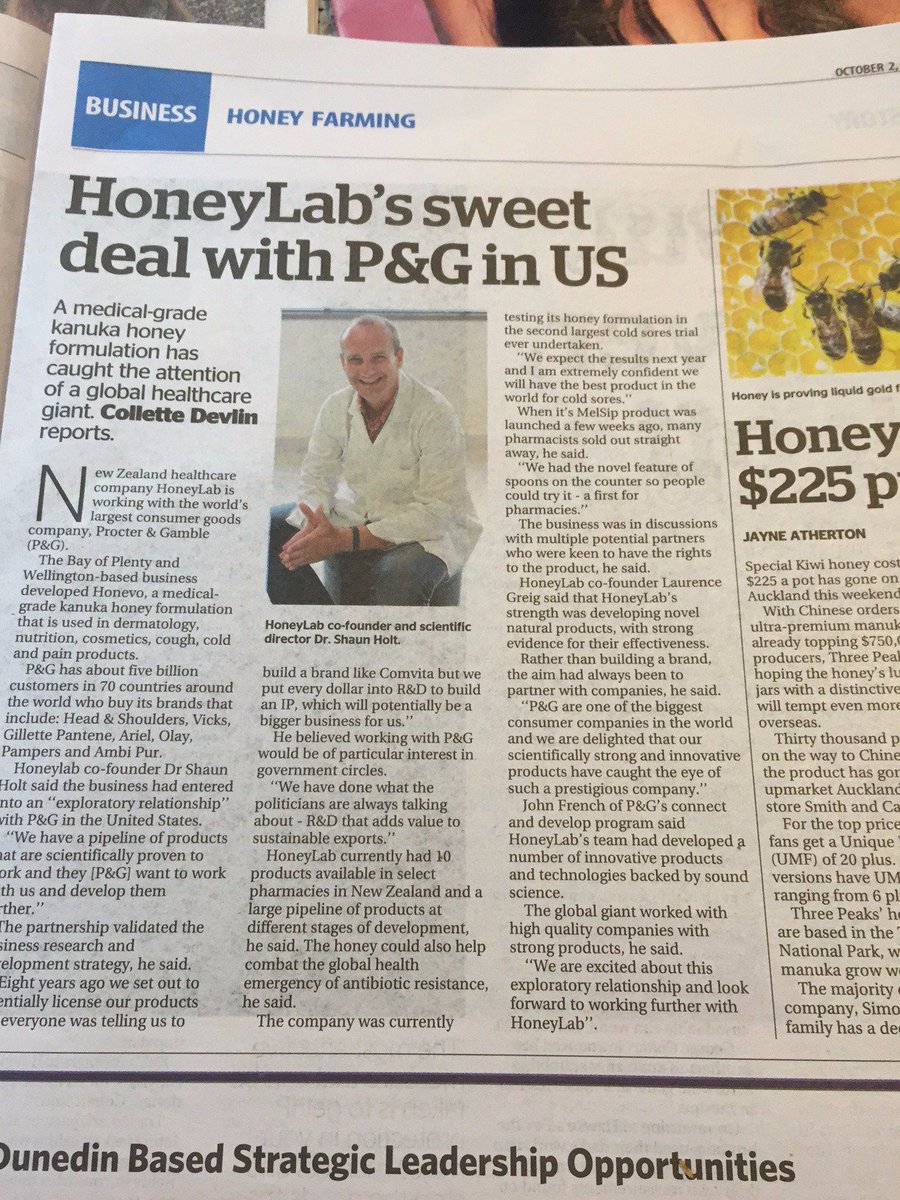 MyFarm_'s tweet photo. Manuka honey, showing its property as a topical treatment.  Nice benefit for unique NZ product https://t.co/ih9h5AGv48