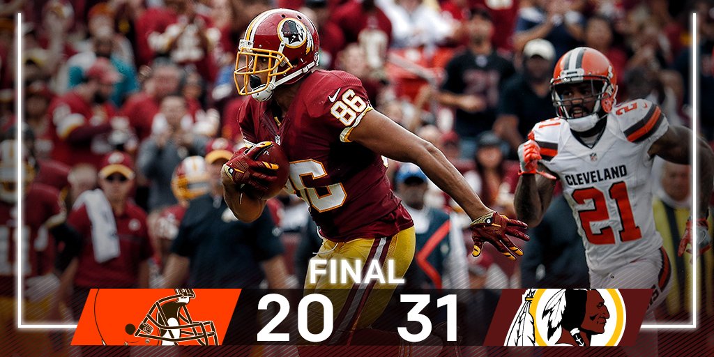 NFL's tweet image. FINAL: @Redskins top the Browns! #HTTR #CLEvsWAS