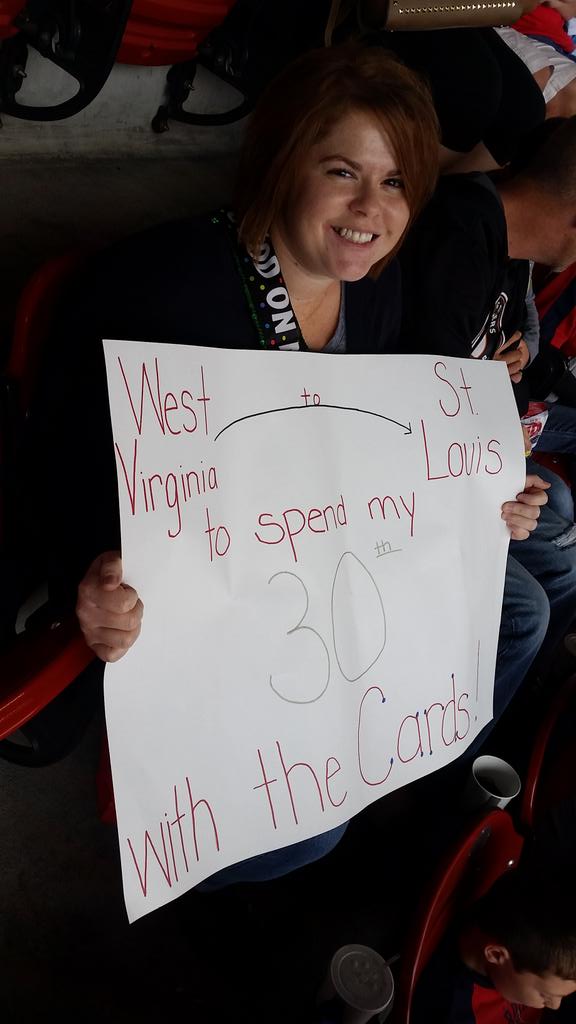 kelleybrune's tweet photo. Happy 30th birthday!!! Let's celebrate in Section 429 with a Cardinals win!! @STLCards_Nation 
#STLCards 
#getheronthejumbotron https://t.co/I9U0CkLlw8