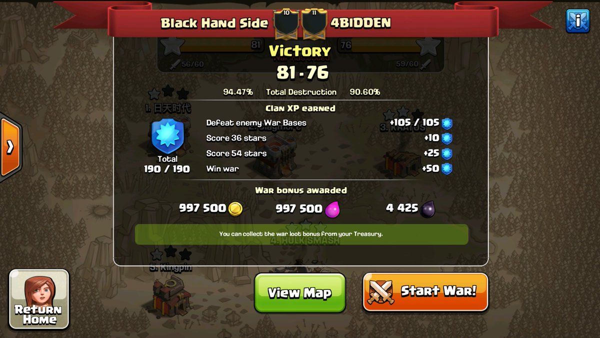 Black Hand Side COC tweet media