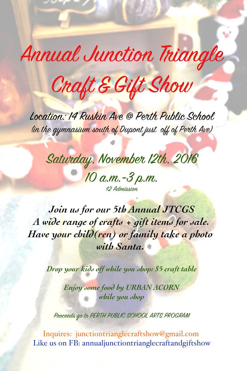 JTCraftShow's tweet photo. @BloorcourtArts @snapdBloorWest @bloordaleTO @jtriangle @RoncesVillage Keep Nov. 12th in your calendars to get some shopping done at the: https://t.co/lkuTTHBz2L