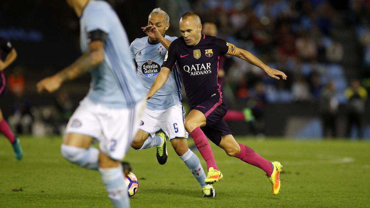 Iniesta Playing against Celta Vigo Iniesta surrounded by Celta Vigo Players during FC Barcelona's defeat away from Home