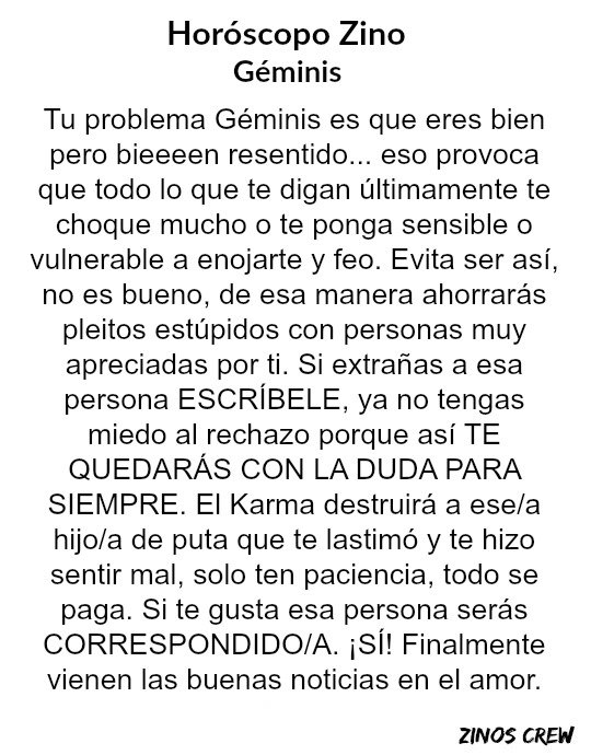 zinos__'s tweet photo. #HoróscopoZino #Géminis
Parte I, II &amp; III. https://t.co/nhf1QxE6Tf