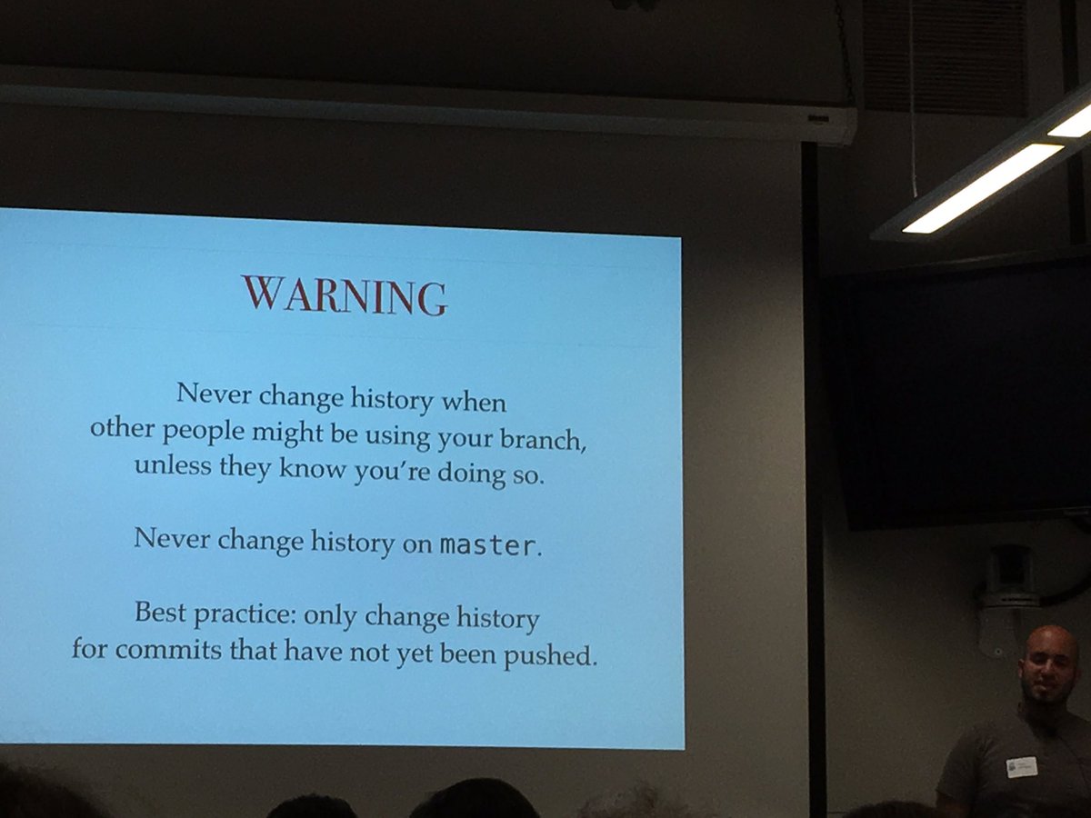 rebekahgolden's tweet image. Rules of rebase and git #PyDX