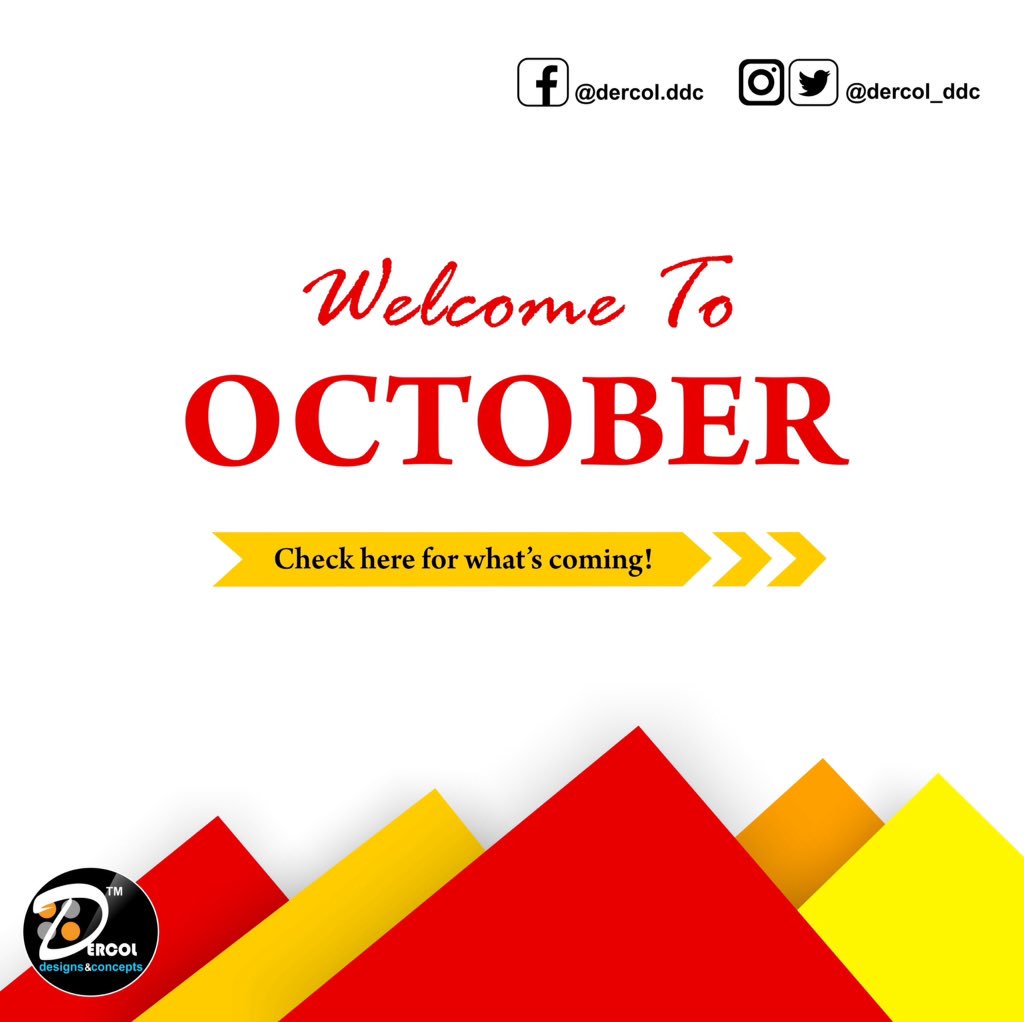 Dercol_ddc's tweet photo. Welcome to October!
Is going to be a great month 
#Dercol https://t.co/6AuwWxtRyW