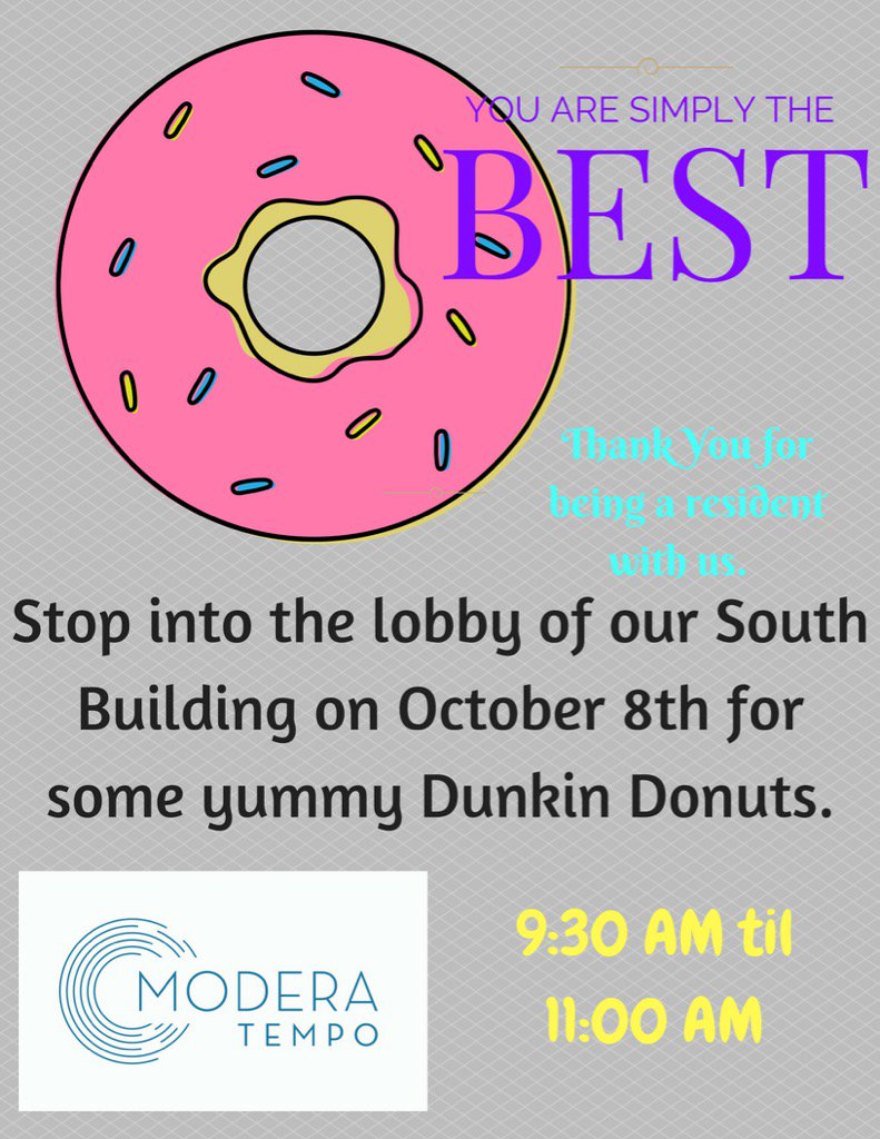 moderatempo's tweet photo. Next Saturday join us for #DunkinDonuts at #ModeraTempo https://t.co/E2PncuQtFJ