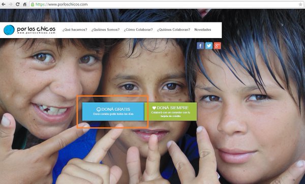 Acordate de hacer tu click Solidario estás ayudando gratis a <a href="/porloschicos/">Por Los Chicos</a> | porloschicos.com