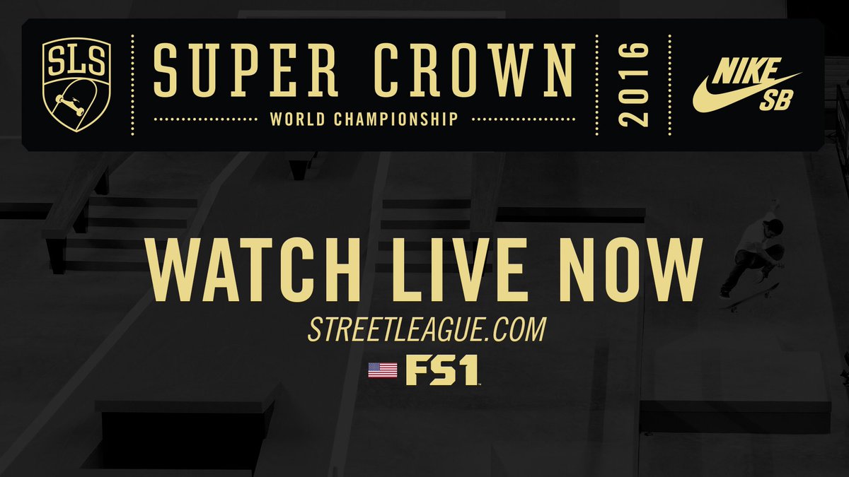 Tune in on streetleague.com and <a href="/FS1/">FS1</a> for the Men's Divison of the <a href="/nikesb/">NIKE SB</a> SLS Super Crown 👑 World Championship! #SuperCrown
