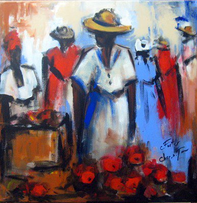 'Evening Market by Catherine Forter Chee-A-Tow #Trinidad #Caribbean #art #inspiration #followart #twitart #iloveart #caribbeanart #market