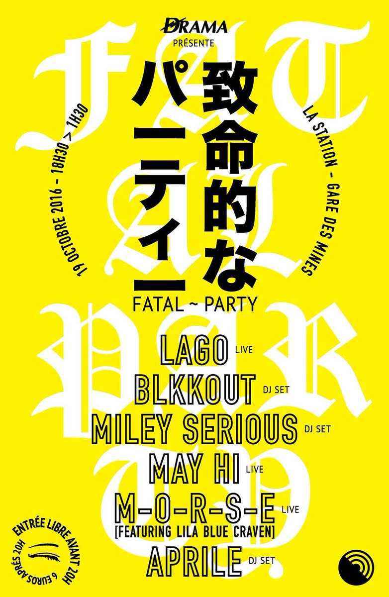 BLKKOUT's tweet photo. @MORSSSE invite @lago2feu et BLKKOUT à la Fatal Party pour un live et un DJ set a La Station 🔥 https://t.co/1bVJKuxsmR