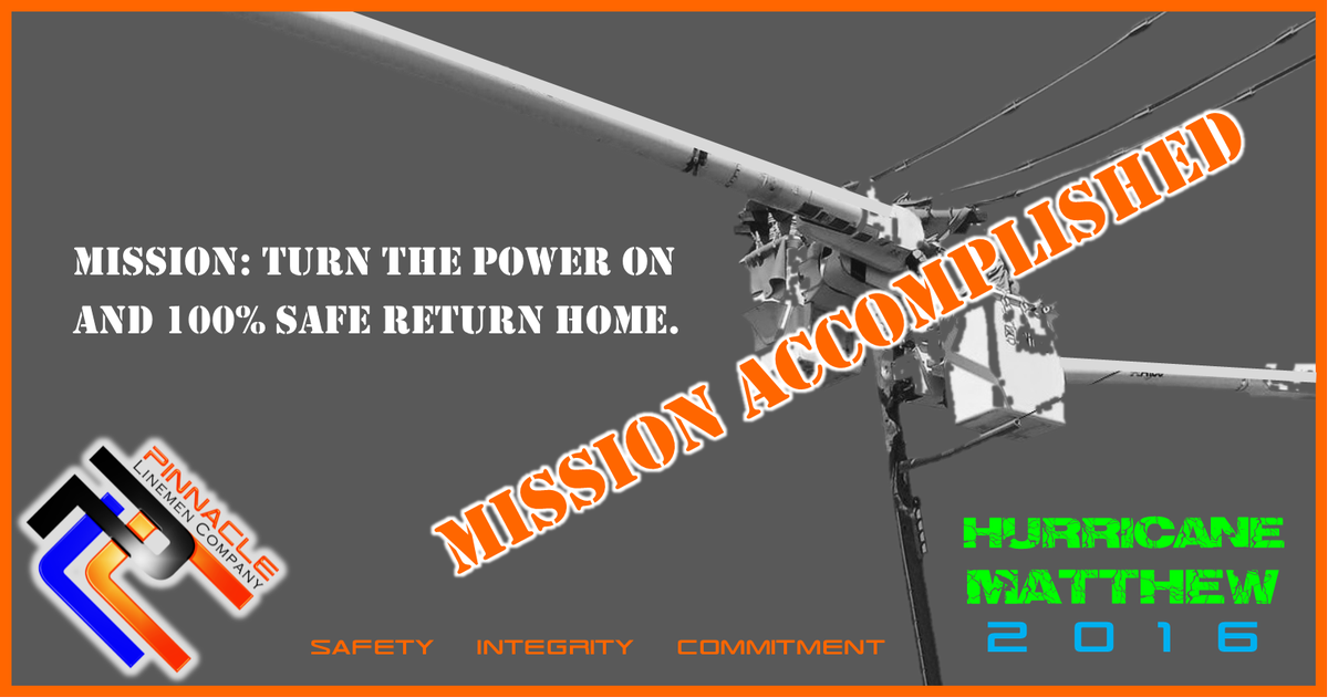 #linelife #stormsoldiers #lifeontheline #hurricanematthew #safety #pinnaclelinemen