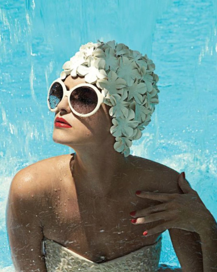 Swim cap perfection #vintage #classicbeauty #flagpole