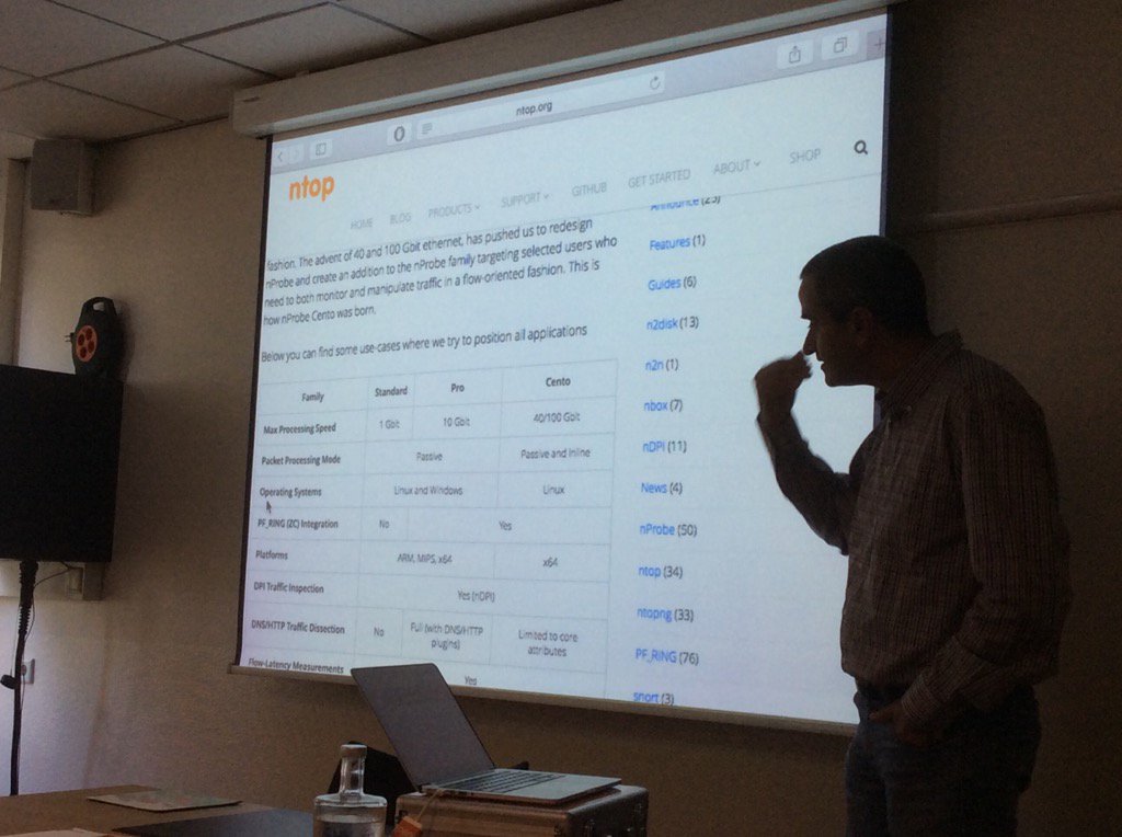 ntop_org's tweet photo. #cento vs #nProbe explained @lucaderi #ntop #sharkfest2016 https://t.co/JapLTJbiDd