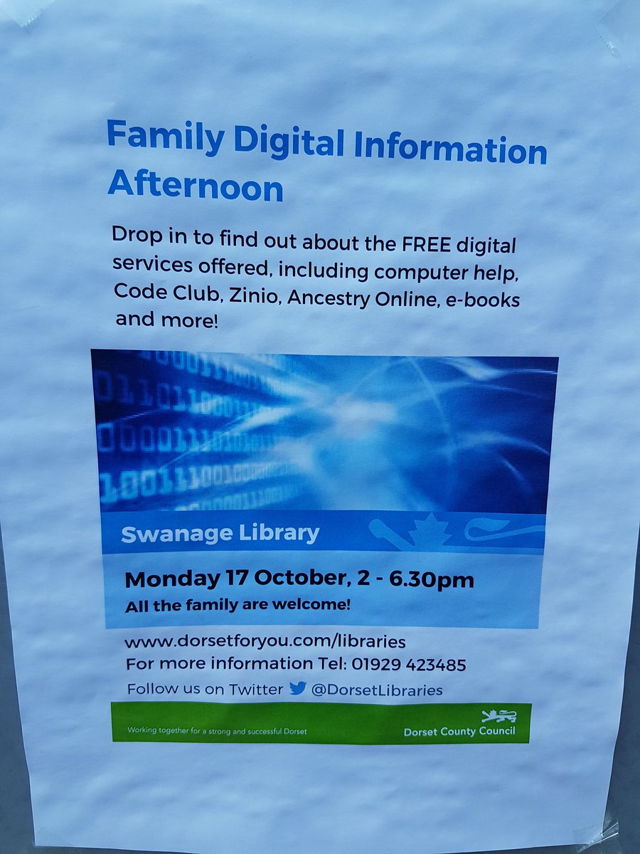 Helping out Swanage library with Digital Day, pop in to find out more about the digital services they offer