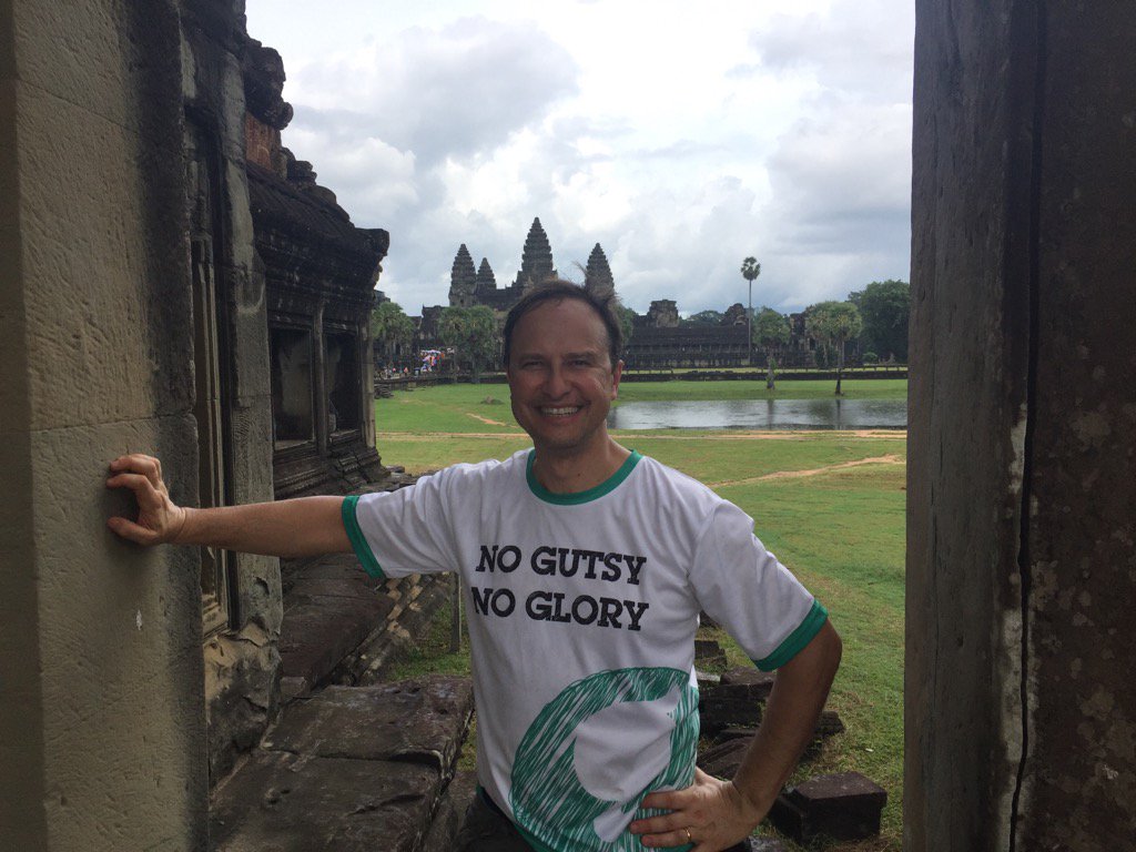 At Angkor Wat. Riding bike across Cambodia. Hot, sticky and wonderful