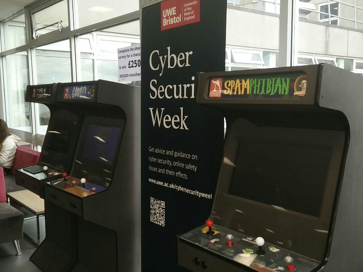 biggoosegames's tweet photo. Come join us at UWE's One Zone to play some #CyberSecurity arcade games! https://t.co/AynagDRGzX