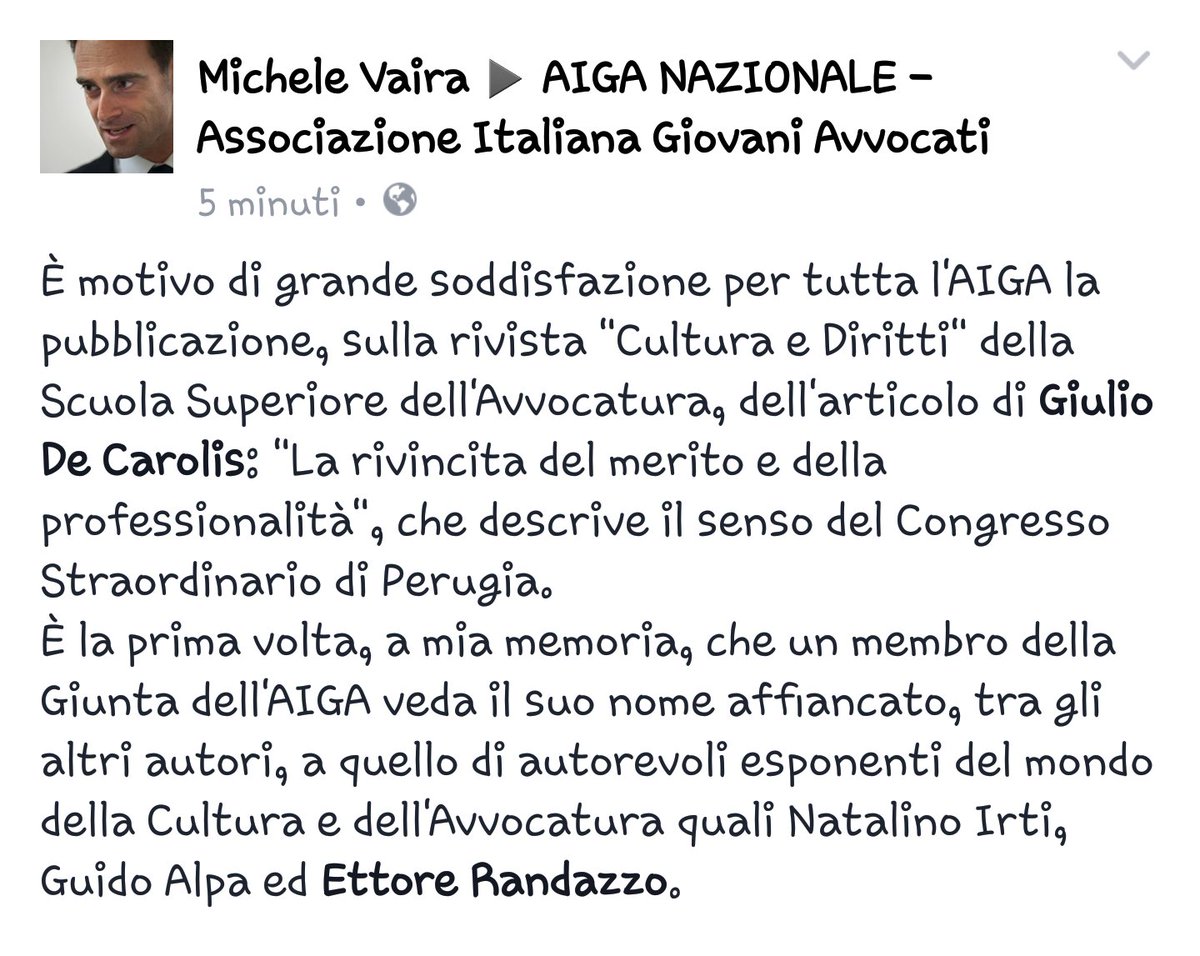 <a href="/mvaira/">M</a> <a href="/giudecarolis/">Giulio De Carolis</a> 
Articolo di #GiulioDeCarolis su Rivista #CulturaEdiritti #ScuolaSuperioreDellaAvvocatura 
consiglionazionaleforense.it/documents/1767…