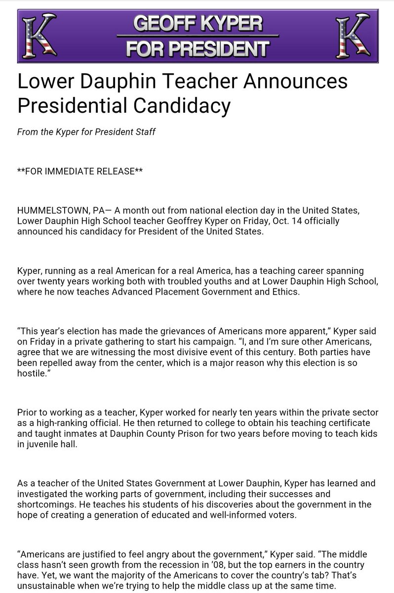 KyperGeoff's tweet photo. Here's a copy of the official press release we sent out this weekend: 
#VoteAmerica https://t.co/jUdbLhakxn