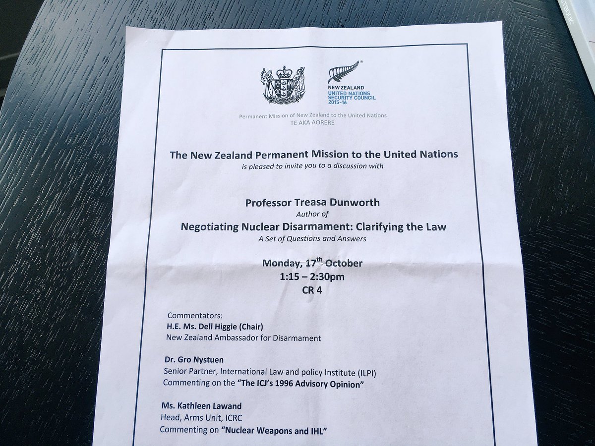 4disarmament's tweet photo. All-star, all-female line-up for @NZUN New Zealand's #FirstCommittee briefing today on negotiating nuclear disarmament #UNGA #HDForum16 https://t.co/oYI5Wfb9VJ